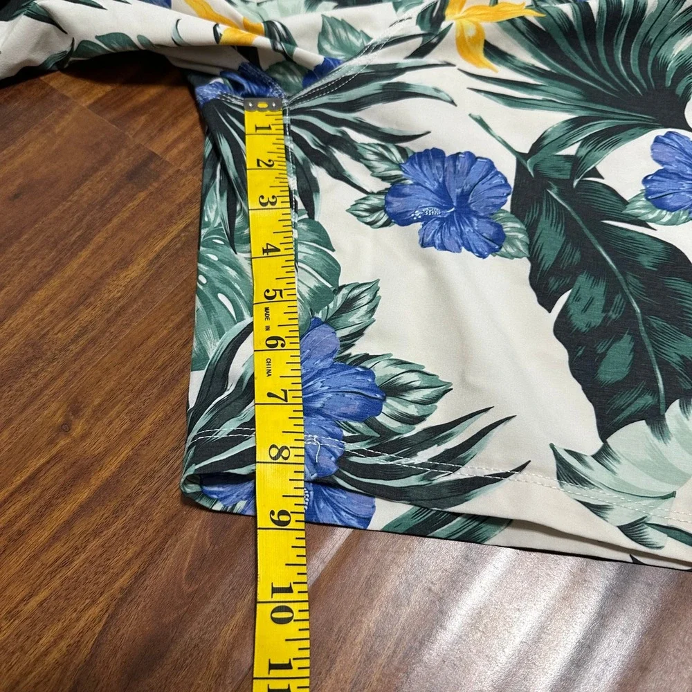 Hurley Mens Tropical Floral Board Shorts White Blue Hibiscus Swim Trunks Size 38